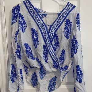 Blue and white blouse